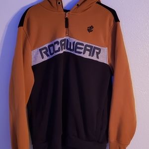 Rocawear Navy Blue and Brown Hoodie large